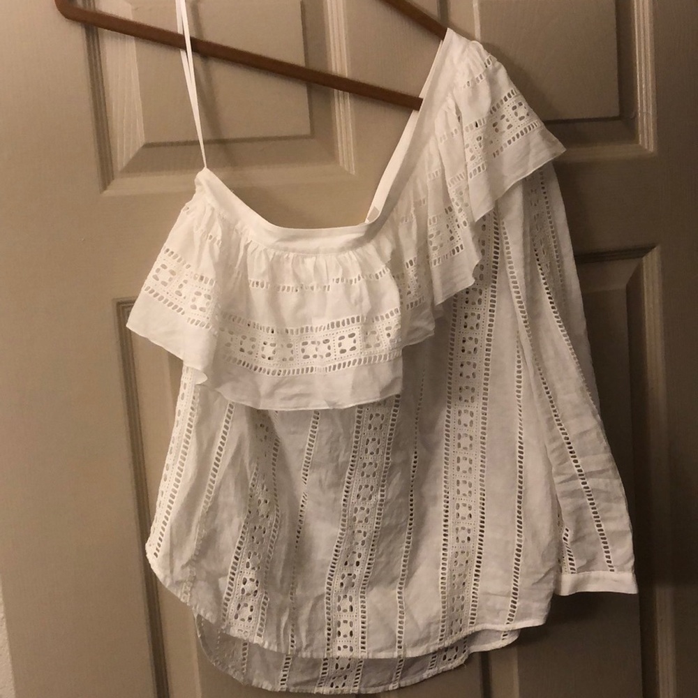 One shoulder Veronica Beard eyelet top size 10